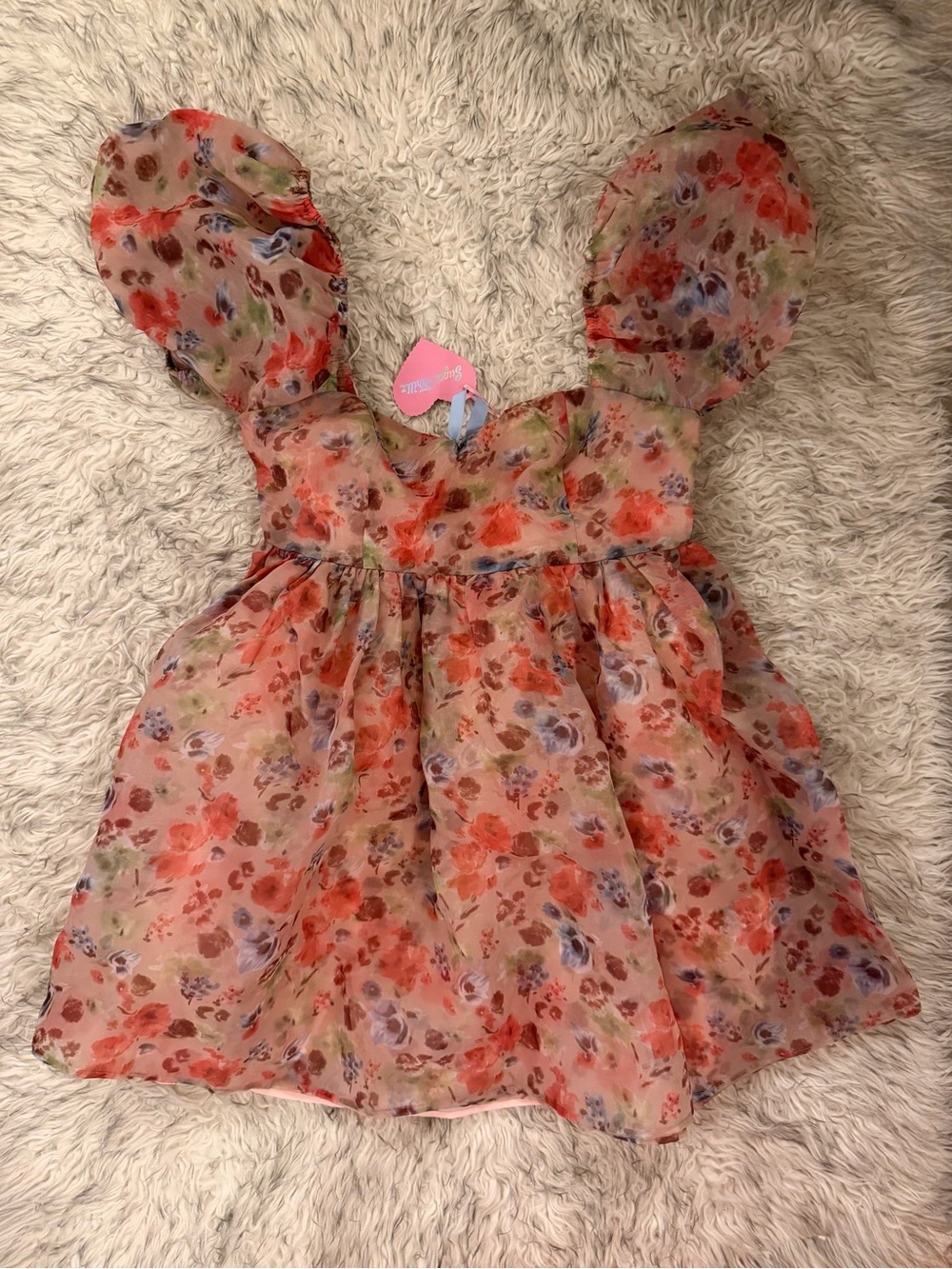 DOLLSKILL x Sugar Thrillz Floral Organza Puff Sleeve Dress